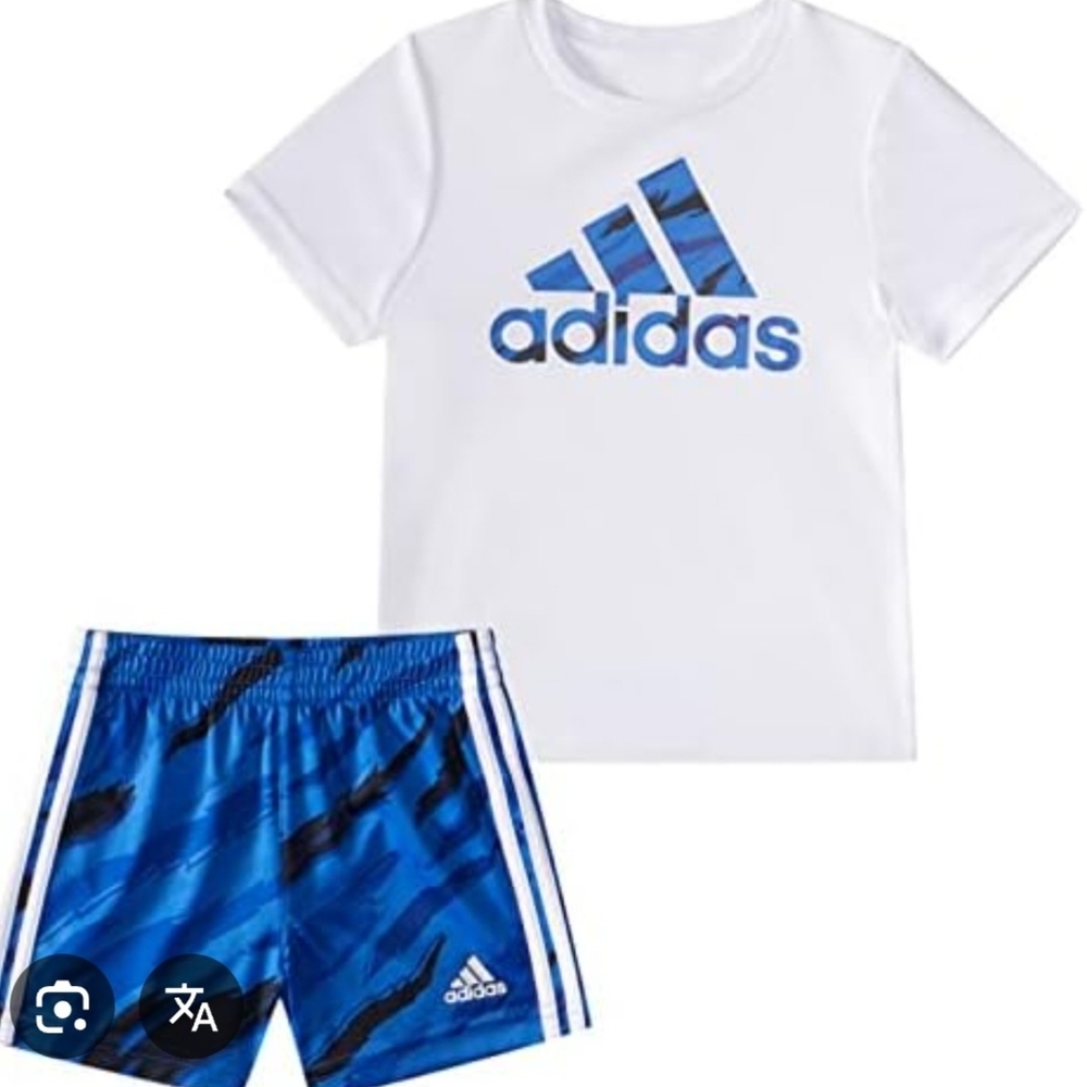 ADIDAS boys Goals T-Shirt And Shorts Set, 2 Piece Bright Blue 4T